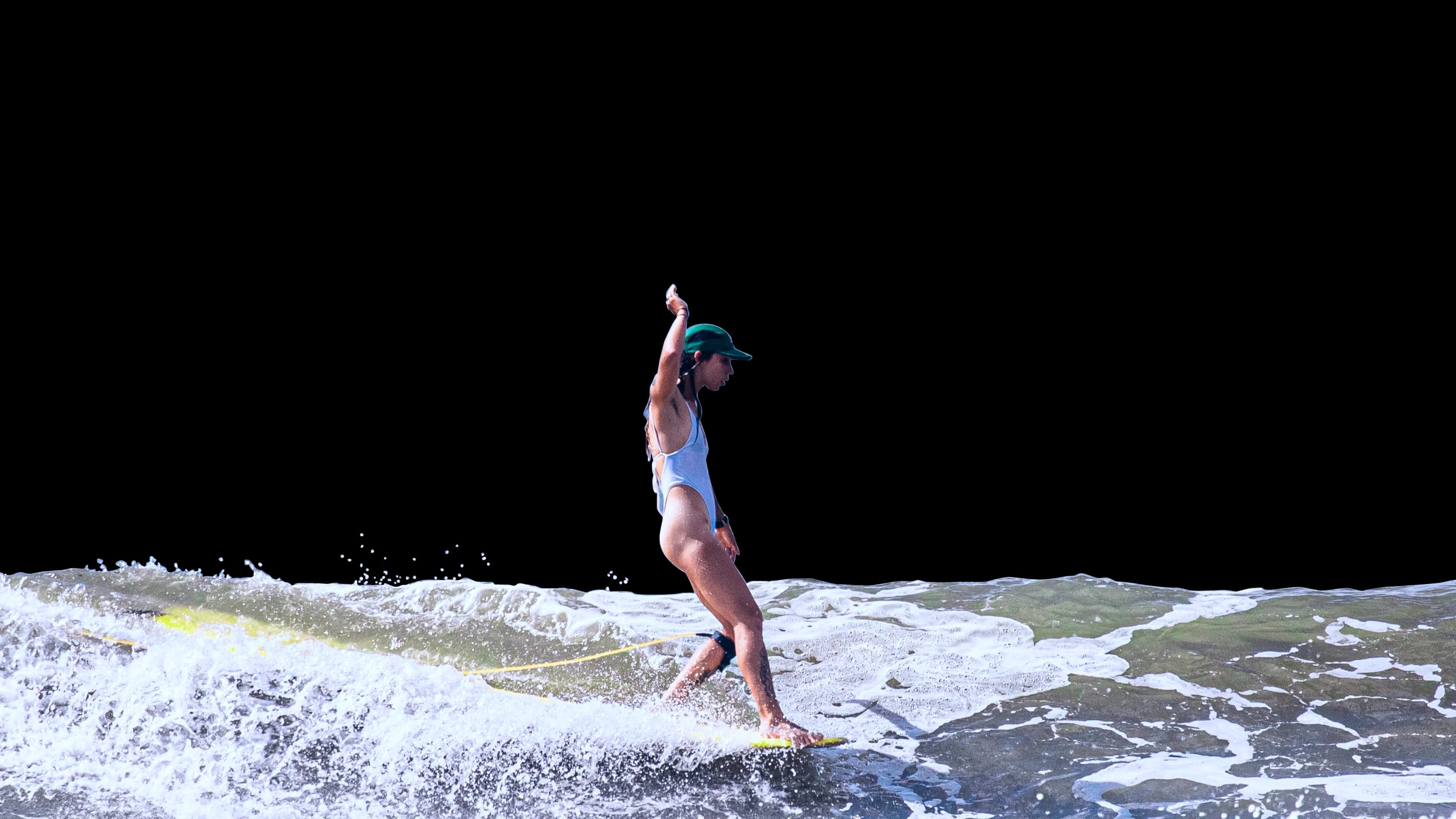 Surfista fazendo Hang Five em uma onda